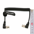 HD SDI Coiled Camera Power Extension Cable Right Angle BNC To Right Angle BNC