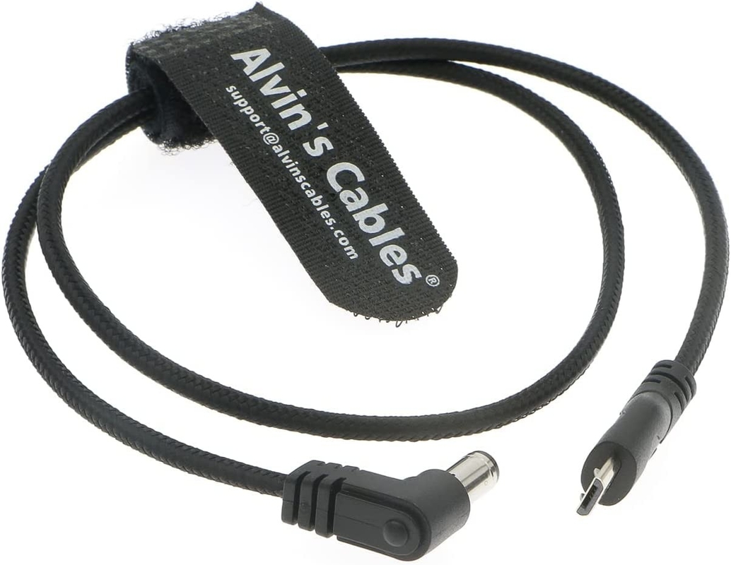 Alvin'S Cables Motor Flexible Power Cable For Tilta Nucleus Nano Micro USB To 2.1 DC Barrel Right Angle